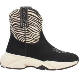 New Dan Post Dingo Safari Cowboy Boots Sneaker Leather Black Zebra western 6